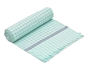 HOLYKRAFT 100% Cotton Soft Beautiful Coloured Check Double Bed Size Skin Friendly Summer Blanket/Khes/Dohar/Top Sheet Set/Chadar (Green, Double Bed)