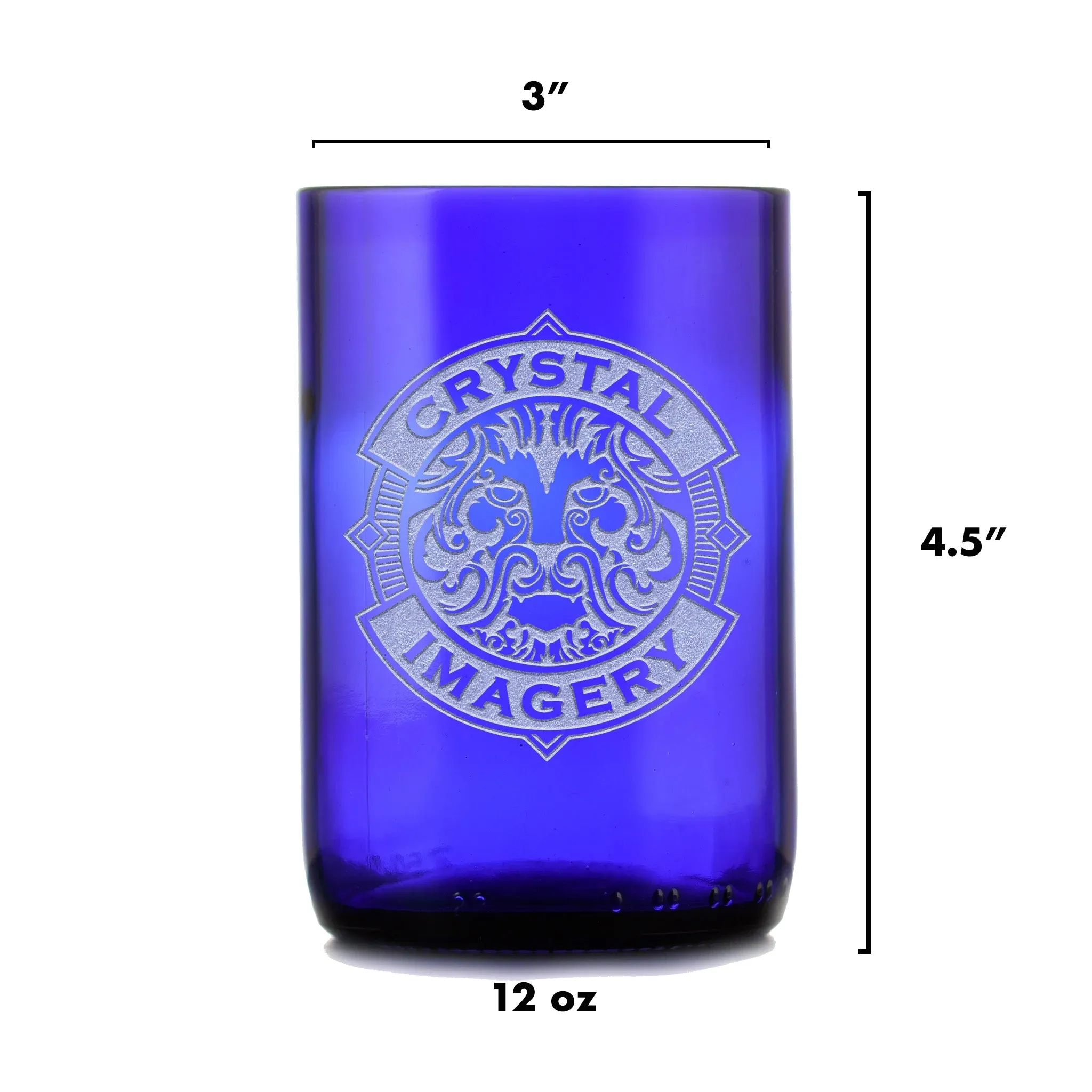 Initial Engraved Blue Recycled Wine Bottle Glass Tumbler