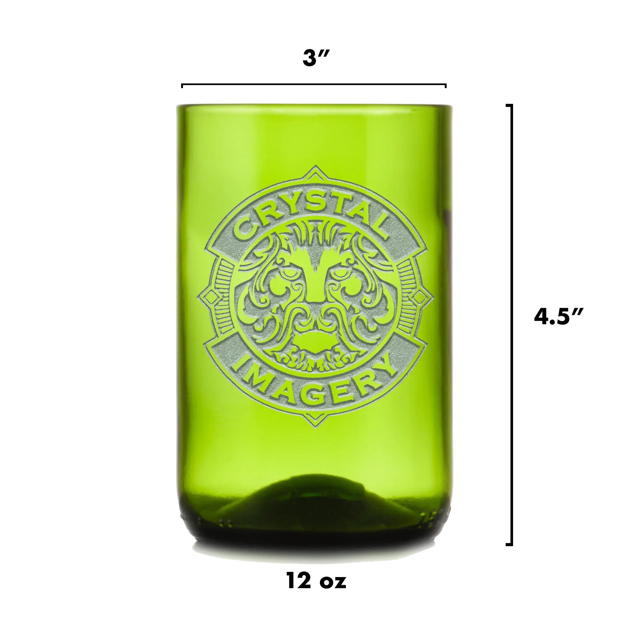 Initial Engraved Green Recycled Wine Bottle Glass Tumbler