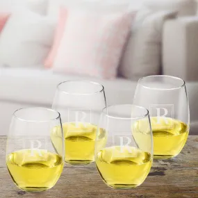 Initial Personalized Stemless Wine Glass Set