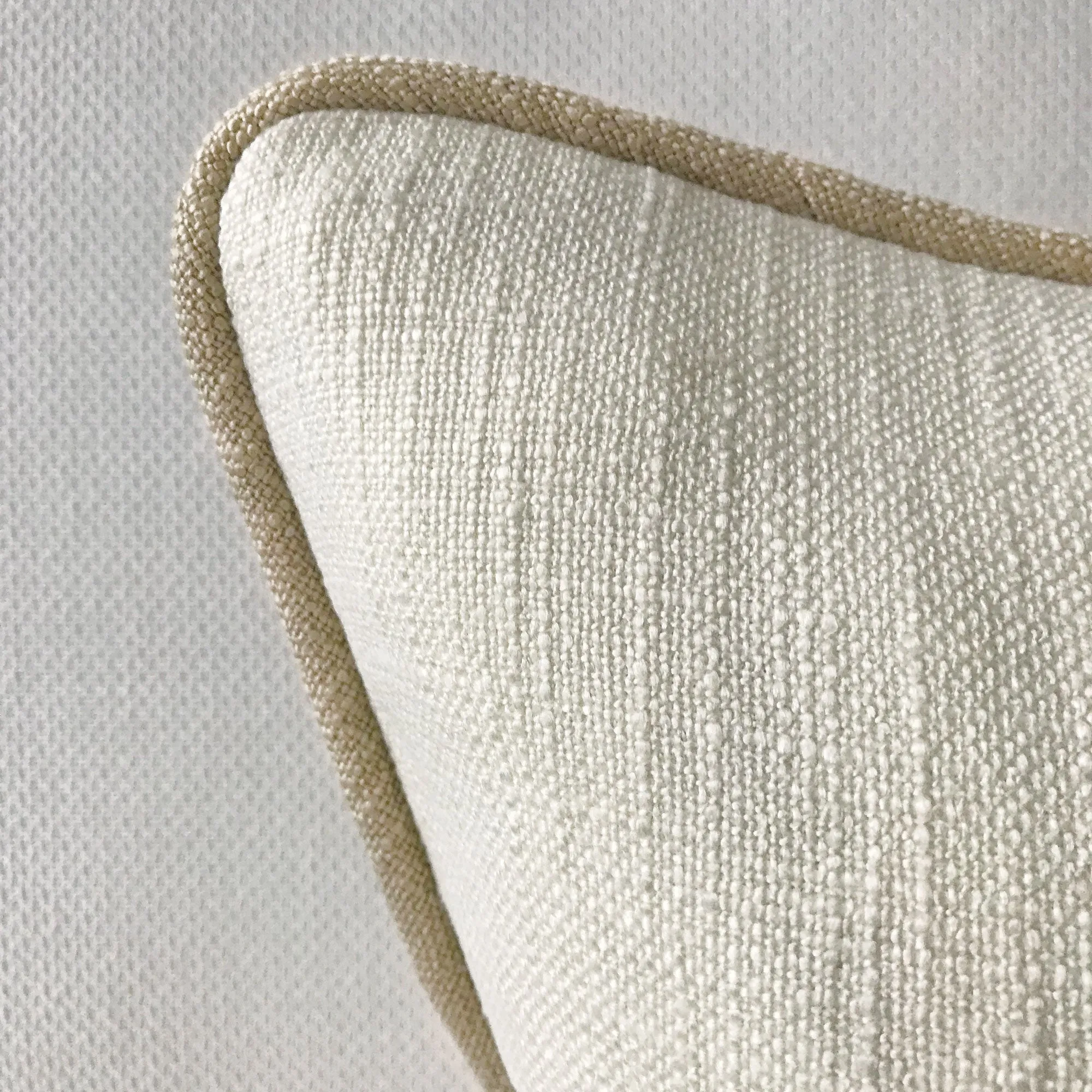 Ivory Solid Linen Lumbar Pillow Cover with Cord 15x26