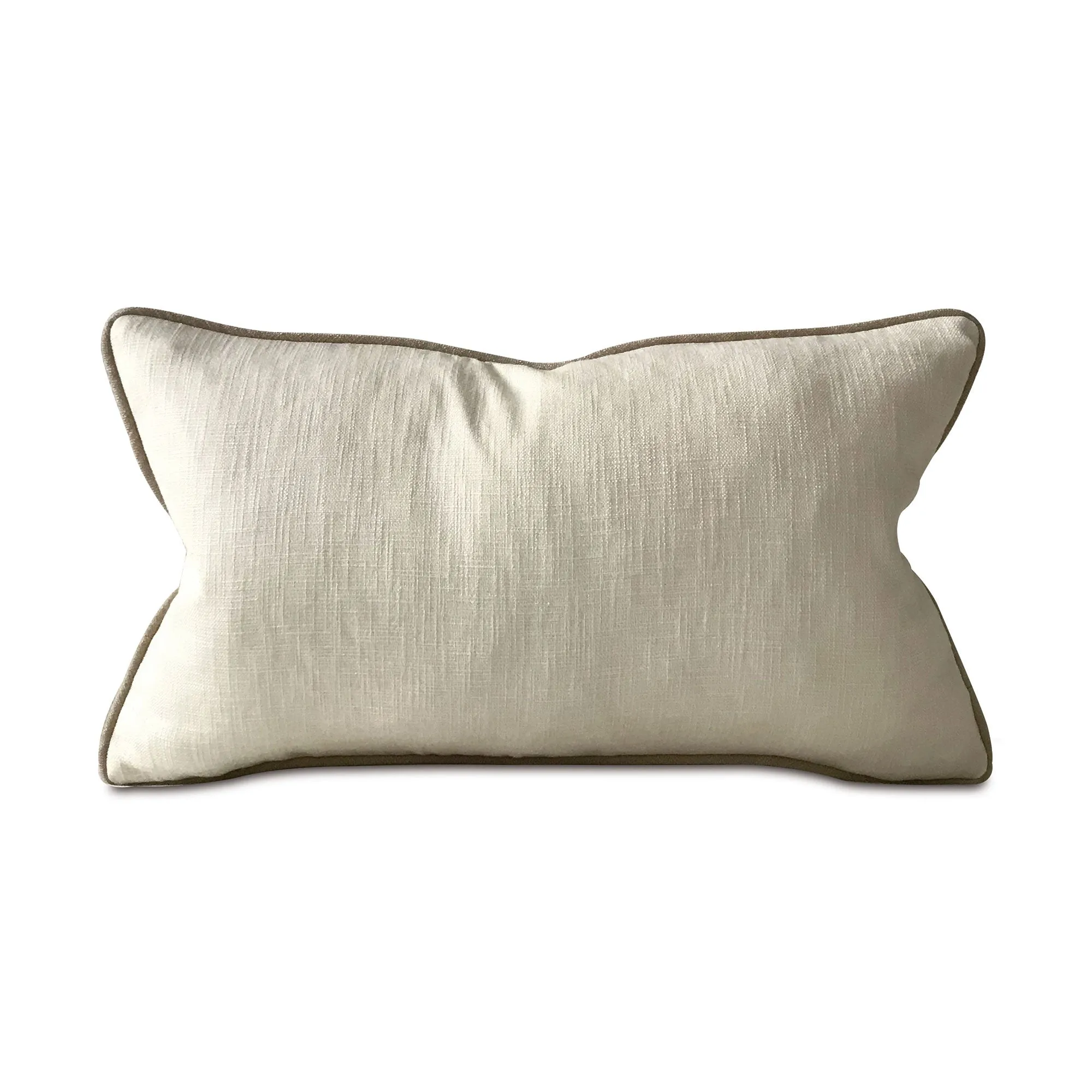 Ivory Solid Linen Lumbar Pillow Cover with Cord 15x26