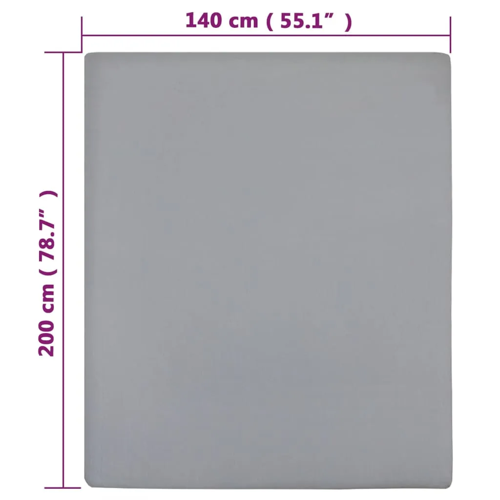 Jersey Fitted Sheet Grey 140x200 cm Cotton