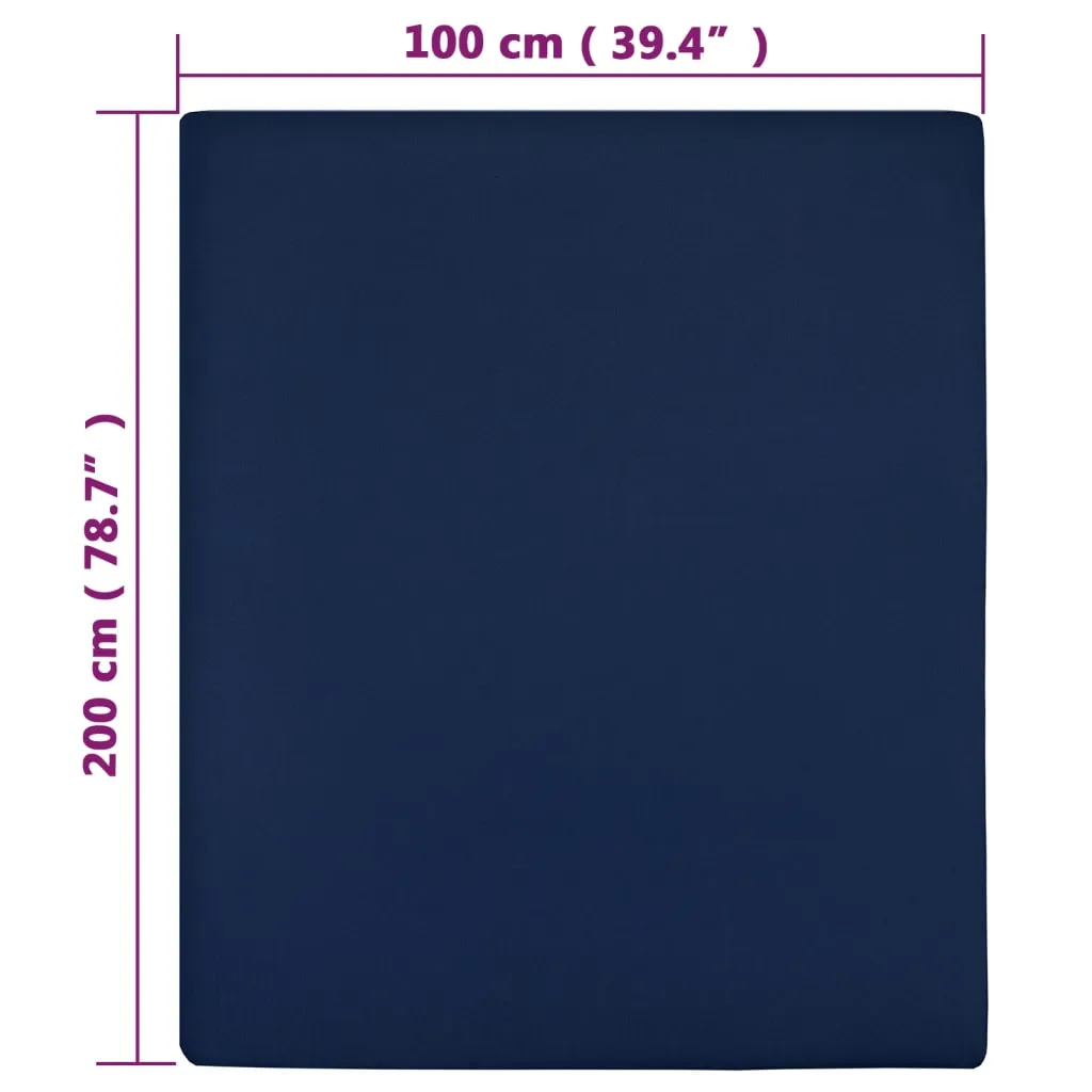 Jersey Fitted Sheets 2 pcs Navy Blue 100x200 cm Cotton