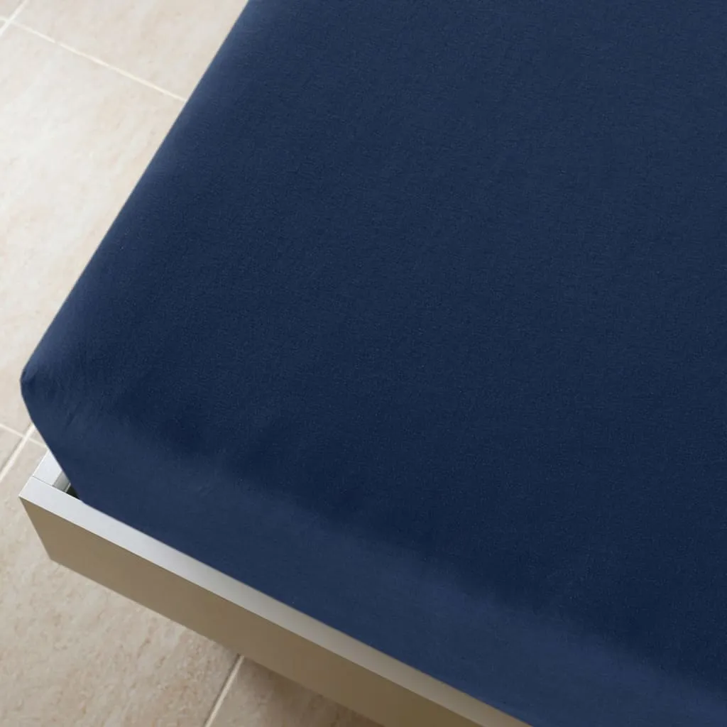 Jersey Fitted Sheets 2 pcs Navy Blue 100x200 cm Cotton