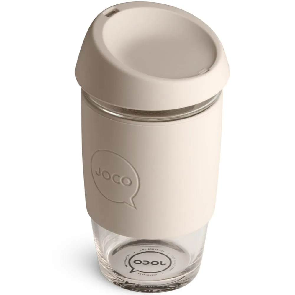 JOCO Large Glass Coffee Cup 473ml 16oz - Sandstone