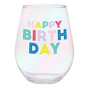 Jumbo Wine Glass Happy Birthday Multi 30oz