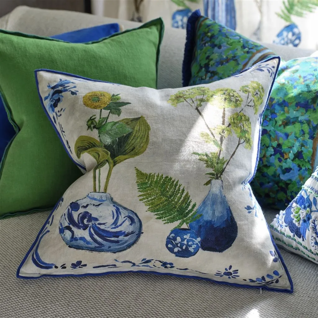 Kawana Linen Cobalt Throw Pillow by Designers Guild