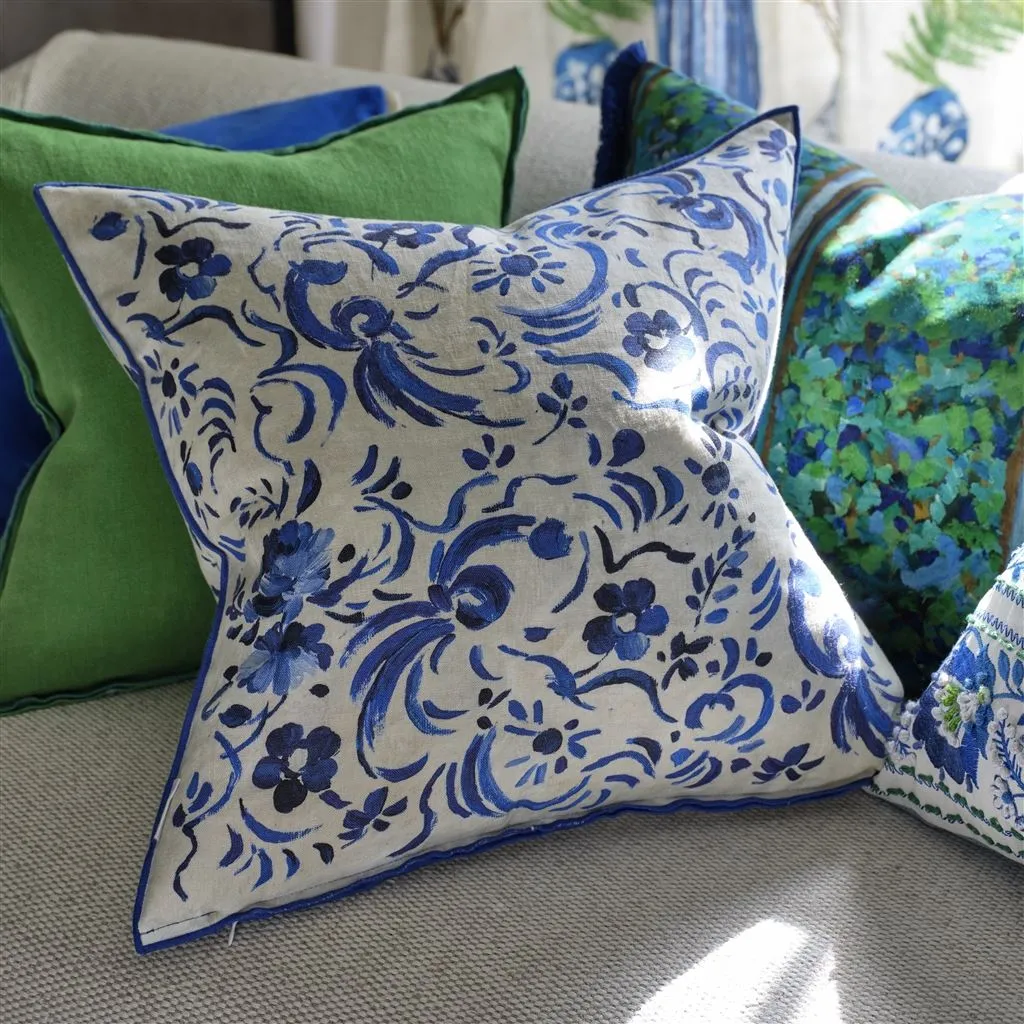 Kawana Linen Cobalt Throw Pillow by Designers Guild