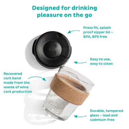 KeepCup Brew Glass Coffee Cup w/ Cork (227ml)