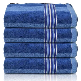 Kuber Industries Lining Design Soft Cotton Bath Towel, 30"x60"- Pack of 4 (Blue)-44KM0557