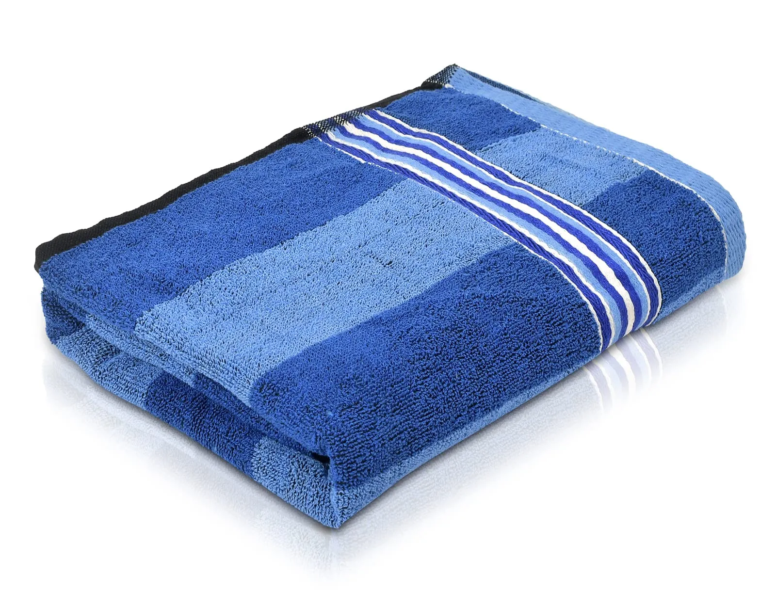 Kuber Industries Lining Design Soft Cotton Bath Towel, 30"x60"- Pack of 4 (Blue)-44KM0557