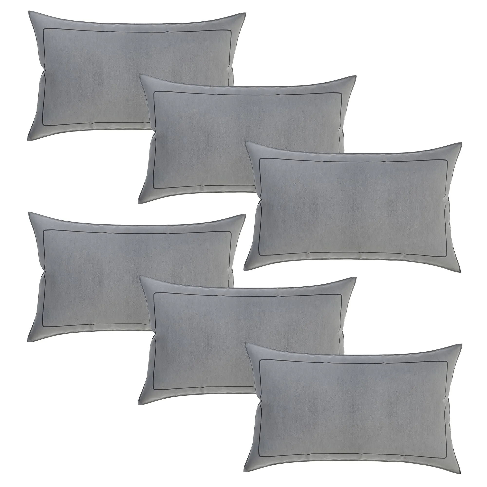 Kuber Industries Pillow Cover | Cotton Pillow Cover | Pillow Cover for Bedroom | Cushion Pillow Cover for Living Room | Plain Border Pillow Cover Set | Set of 6 | Gray