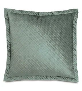 Lars Quilted Velvet Euro Sham 27x27 in Ocean