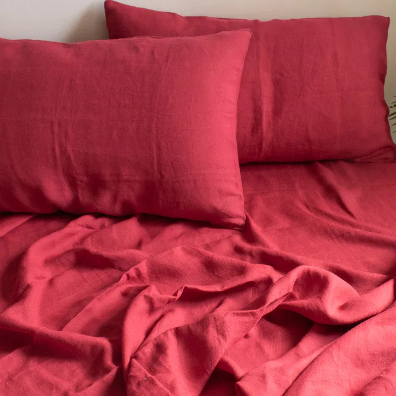 Linen Flat Bedsheet | Sinduri Red