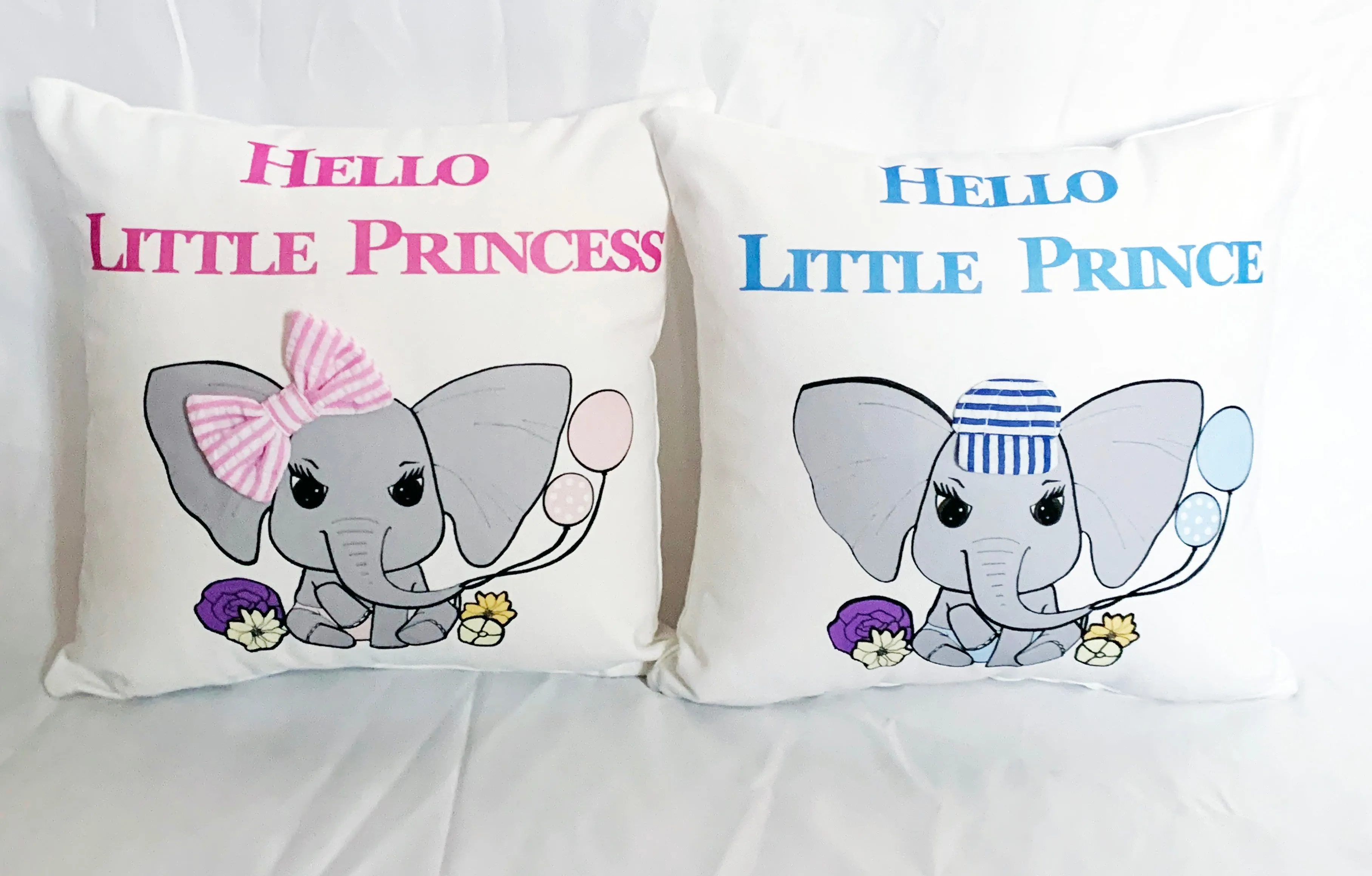 Little Elephant Prince & Princess Baby Pillows