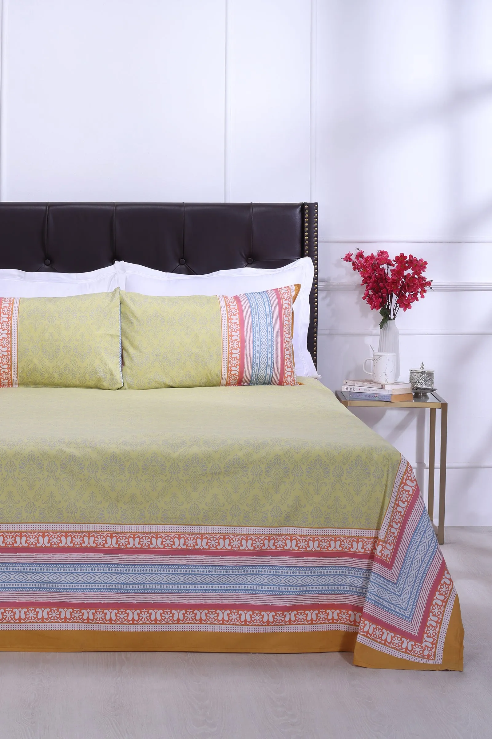 Madhuban Paisley Olive Cotton Bedsheet