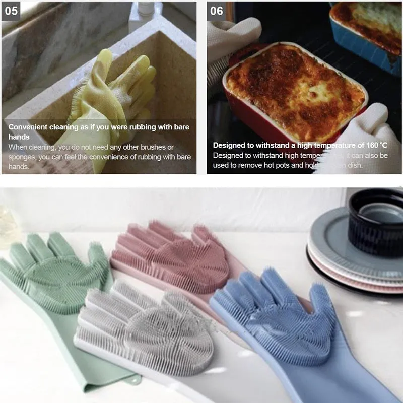 Magic Silicone Scrubber Cleaning Gloves