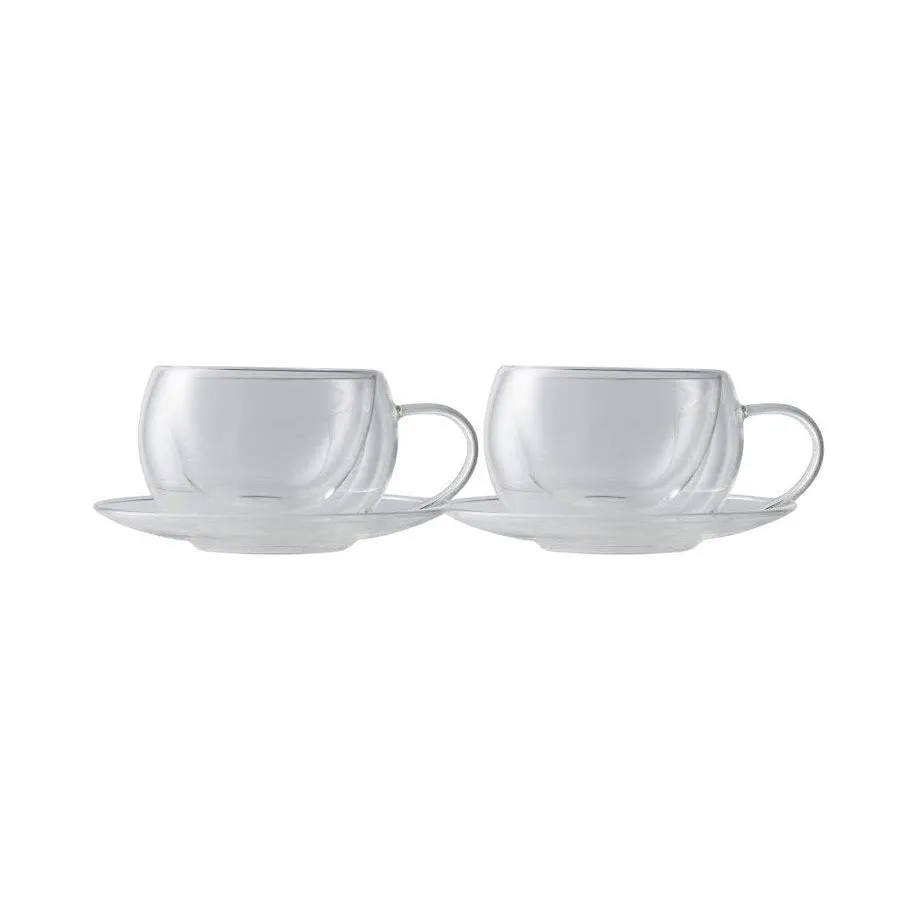 Maxwell & Williams 270ml Blend Double Wall Cup & Saucer 2 Piece Clear