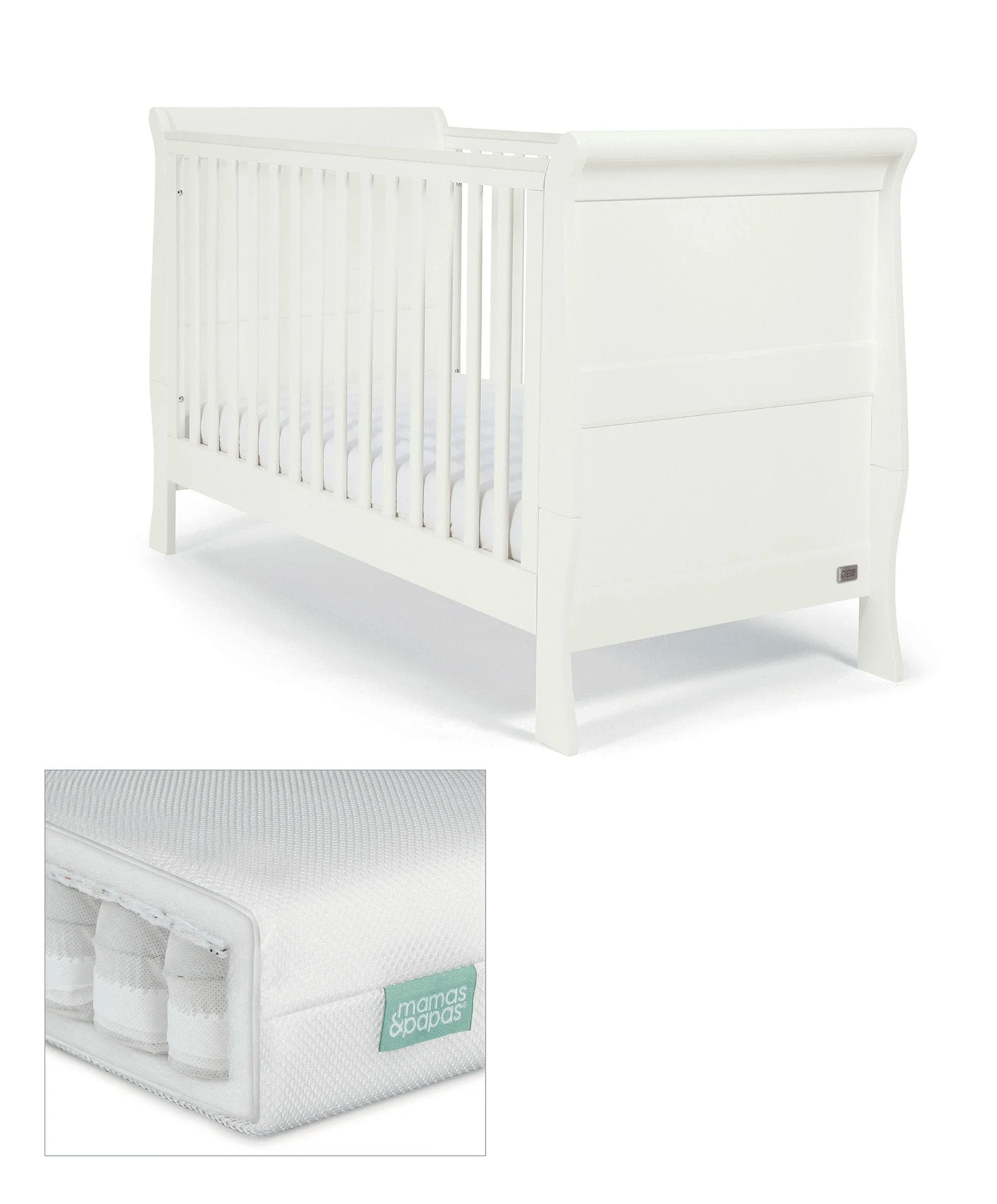 Mia Cotbed & Premium Pocket Spring Mattress Bundle - White