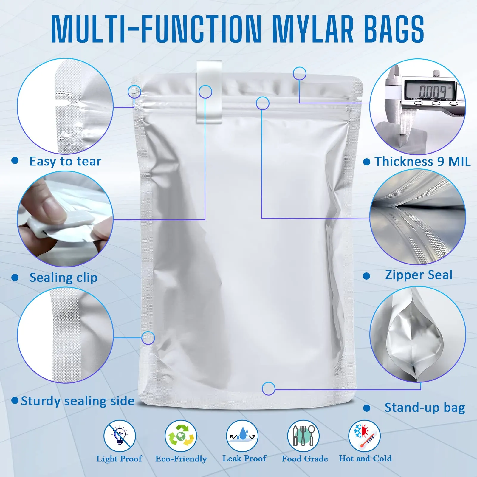 Mylar Bags 100-Pack w/ Oxygen Absorbers