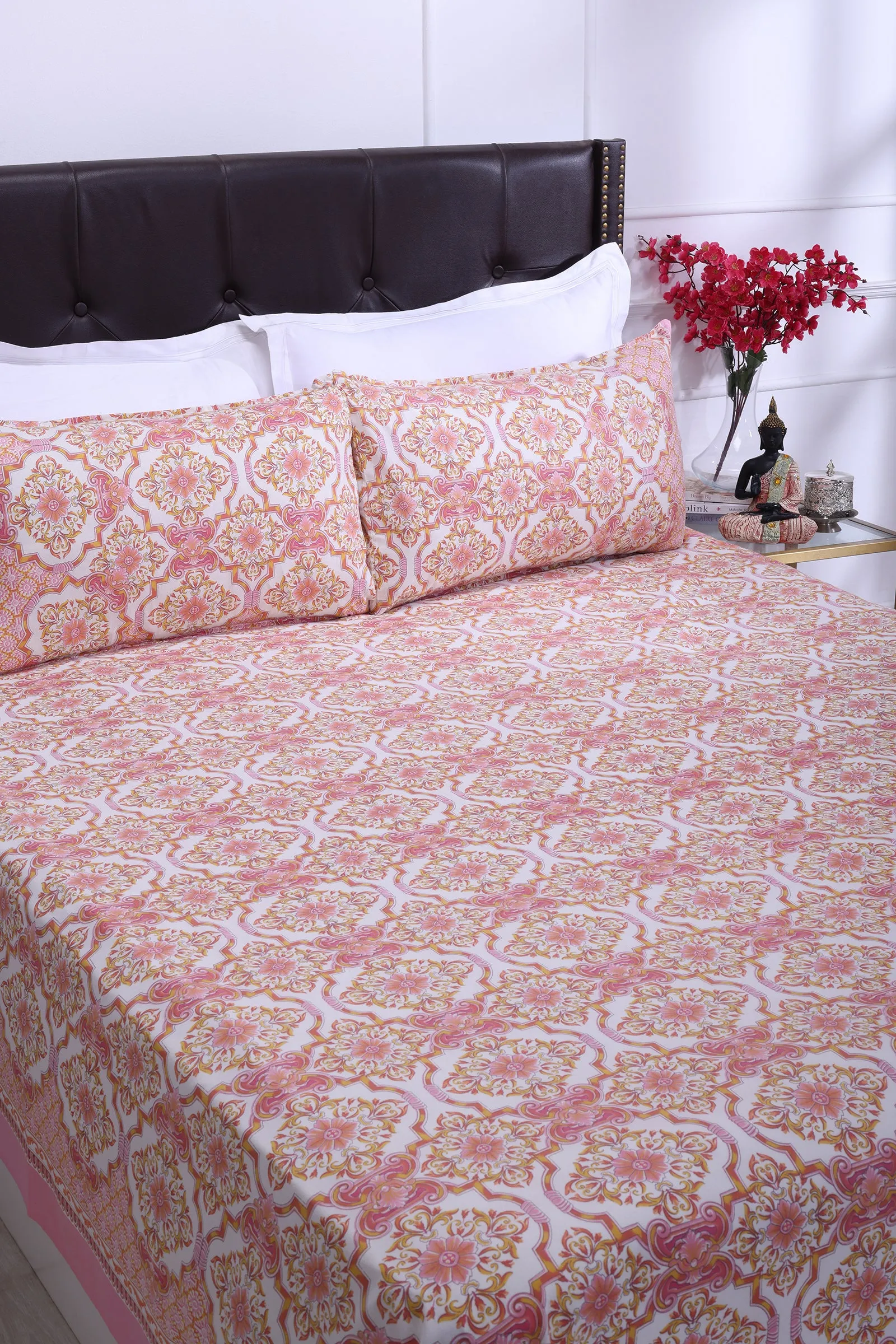 Nandini Pink Cotton Bedsheet