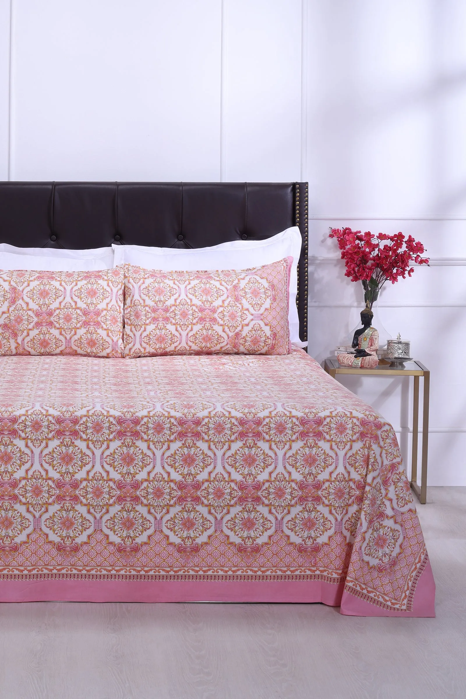 Nandini Pink Cotton Bedsheet