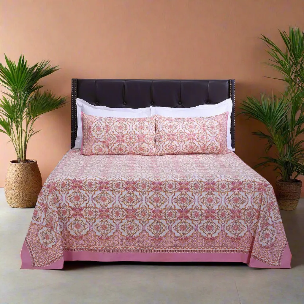 Nandini Pink Cotton Bedsheet