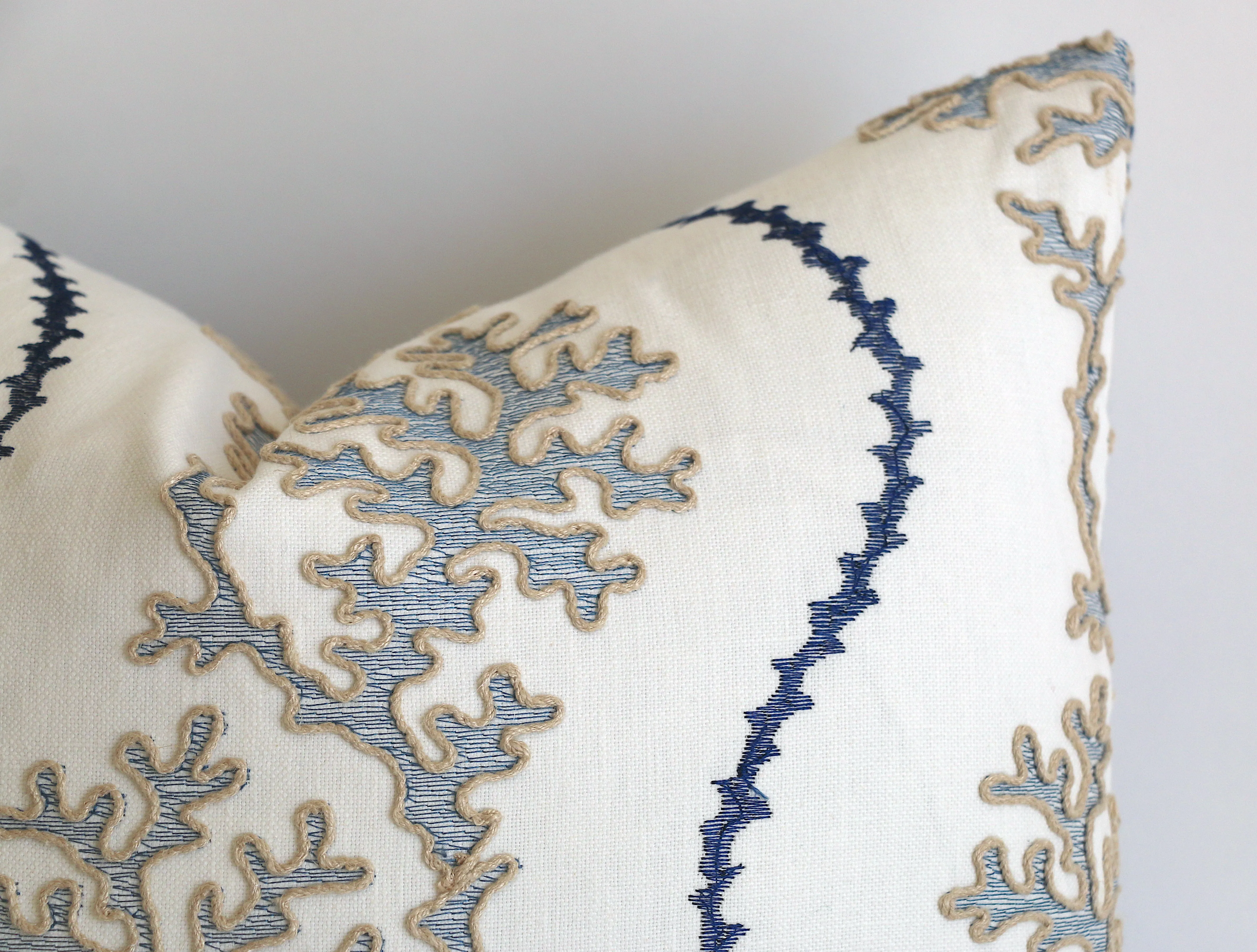 Navy Reef: Nautical Embroidered Pillow Cover