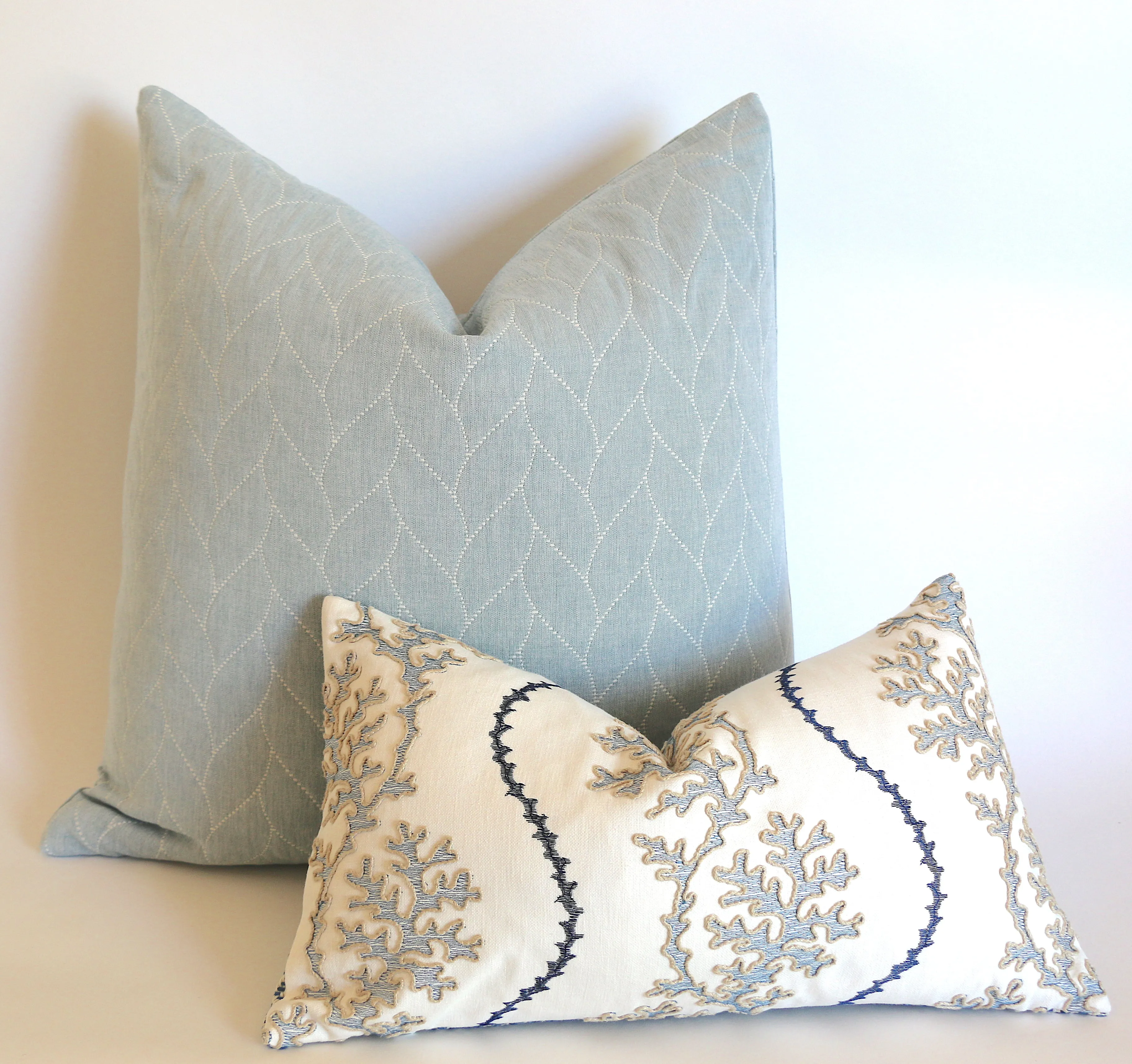 Navy Reef: Nautical Embroidered Pillow Cover