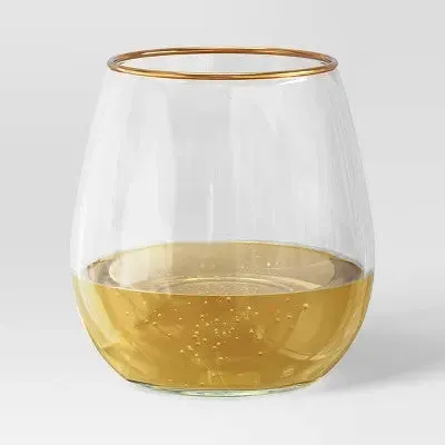 New - 4pc Stemless Wine Glass Set Gold - Threshold