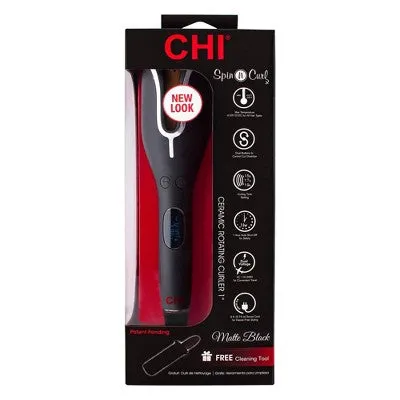 New - CHI Spin & Curl Ceramic Rotating Curler - Onyx Black