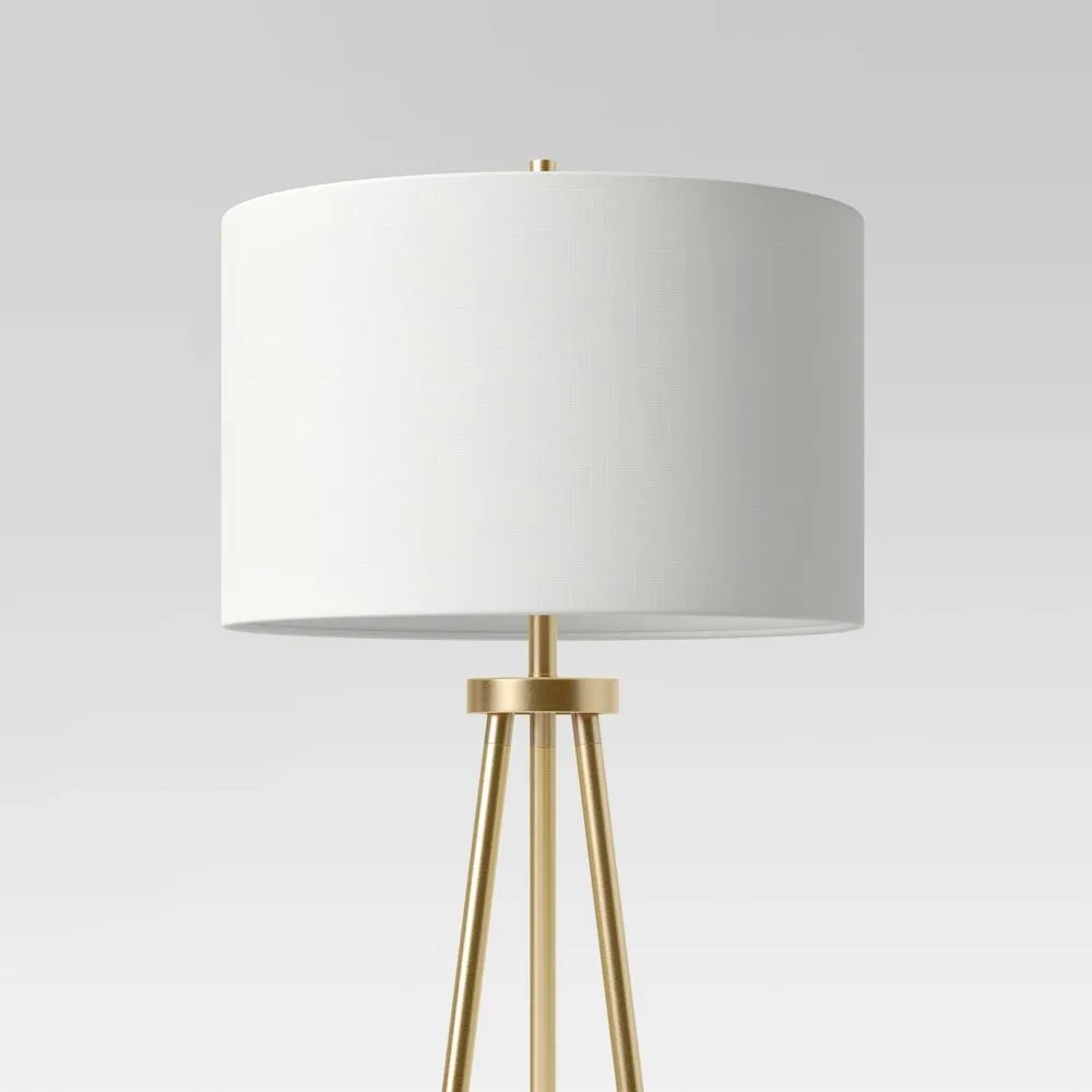 New - Ellis Tripod Floor Lamp Brass/White  - Project 62