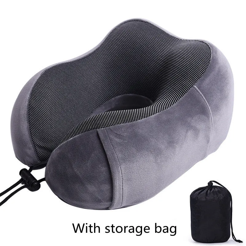 New U-Shaped Pillow Storage Memory Foam Travel Pillow