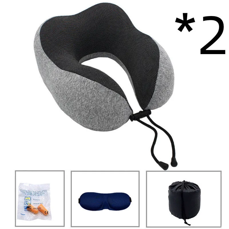 New U-Shaped Pillow Storage Memory Foam Travel Pillow