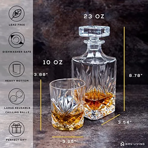 Nou Living 11 Pc Crystal Whiskey Decanter Sets For Men