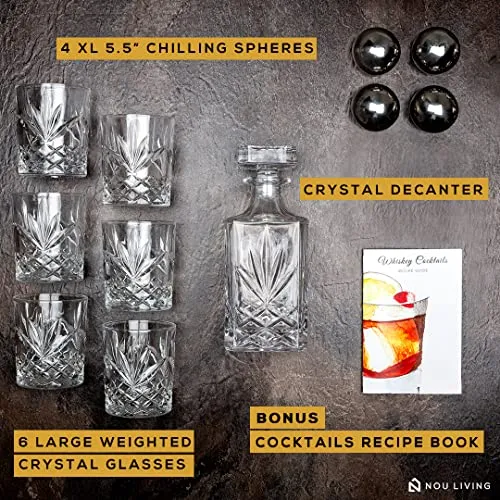 Nou Living 11 Pc Crystal Whiskey Decanter Sets For Men