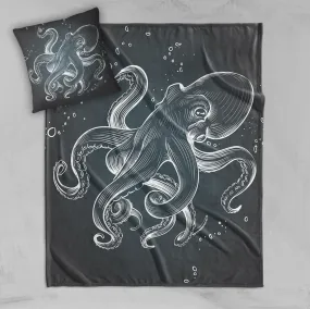 Octo Bubbles Octopus Decorative Throw and Pillow Cover Set