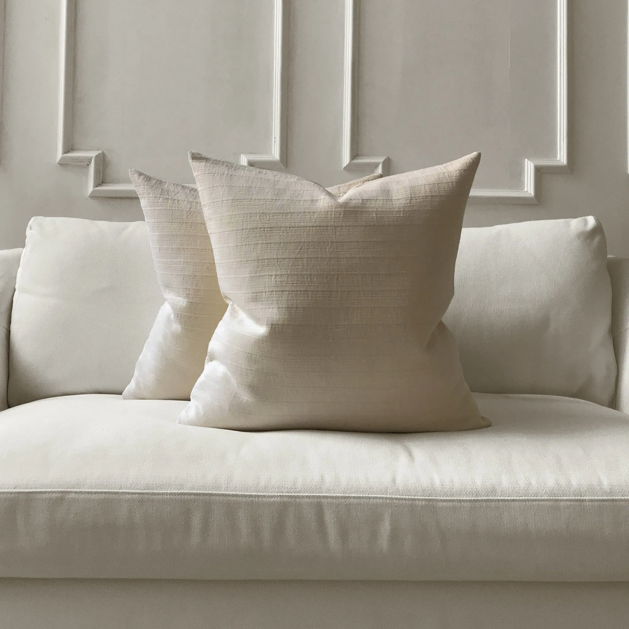 Off-White Textured Stripe Throw Pillow Cover 24x24