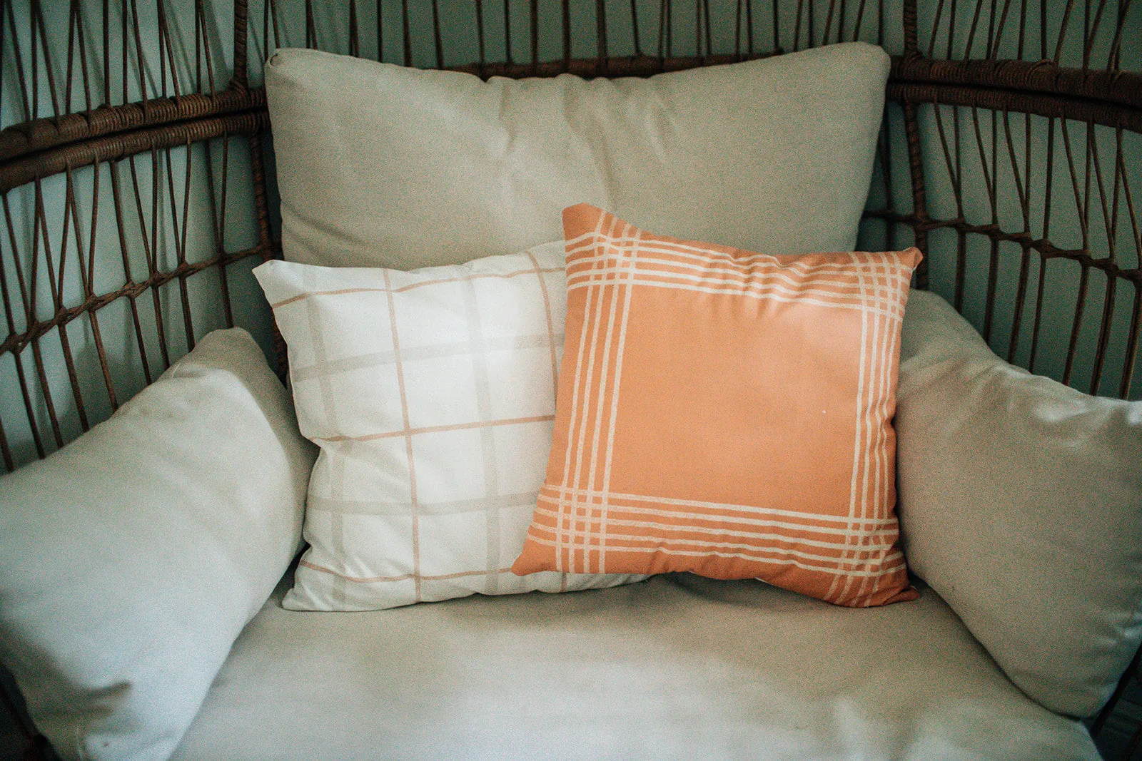 Orange with White Grid-Pillow Cover