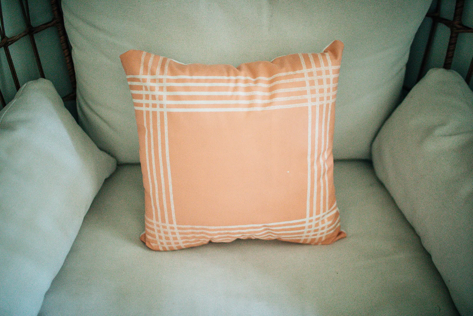 Orange with White Grid-Pillow Cover