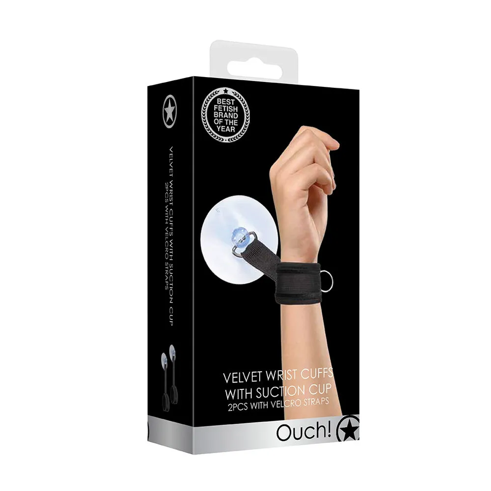 Ouch! Velvet & Velcro Adjustable Handcuffs Suction Cup