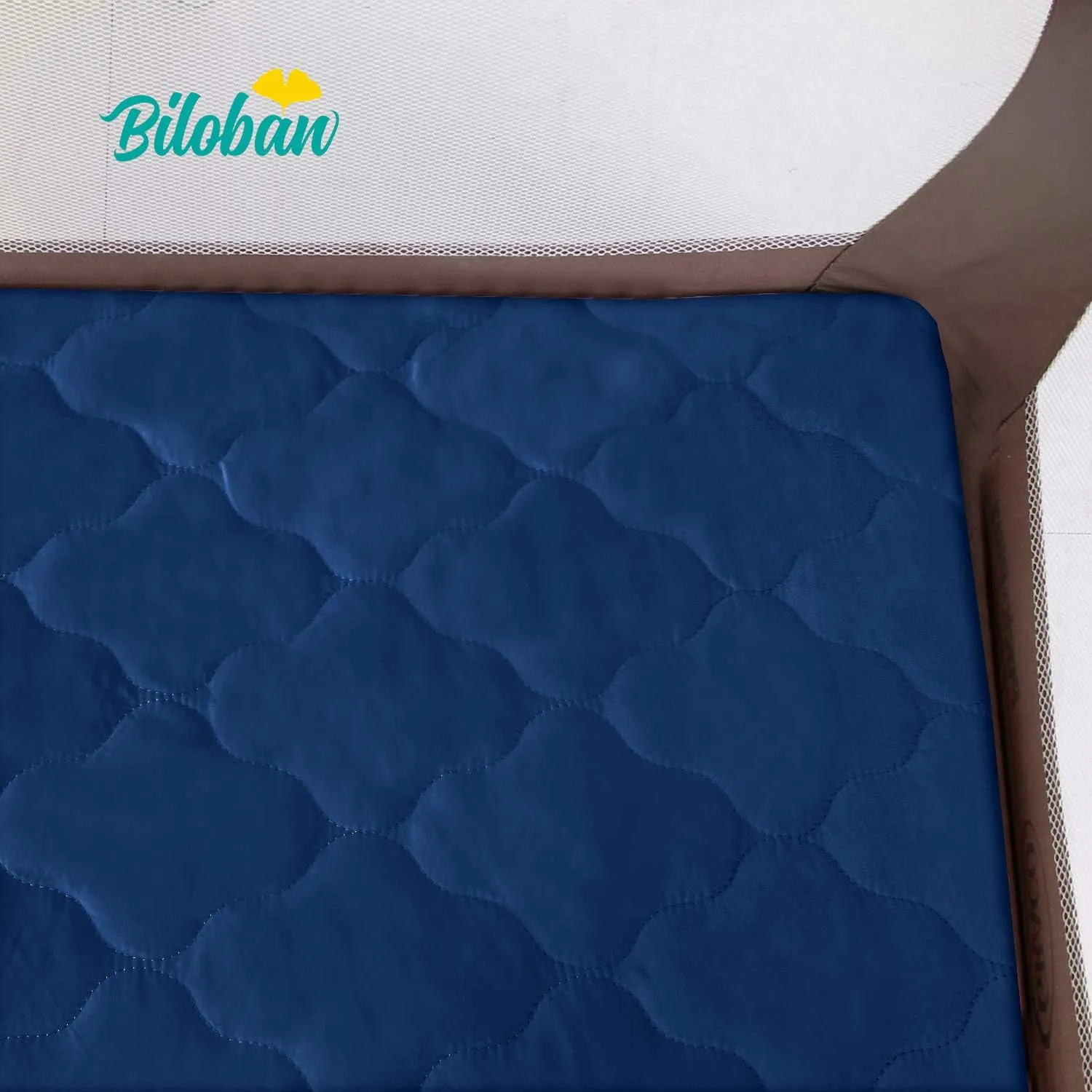 Pack N Play Mattress Pad Cover/ Protector - Ultra Soft Microfiber, Waterproof, Navy (for Standard Playpen/ Mini Crib)