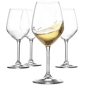 Paksh Italian White Wine Glasses - 15 Ounce - Lead Free - Shatter Resistant - Wine Glass, Clear (Set of 8)