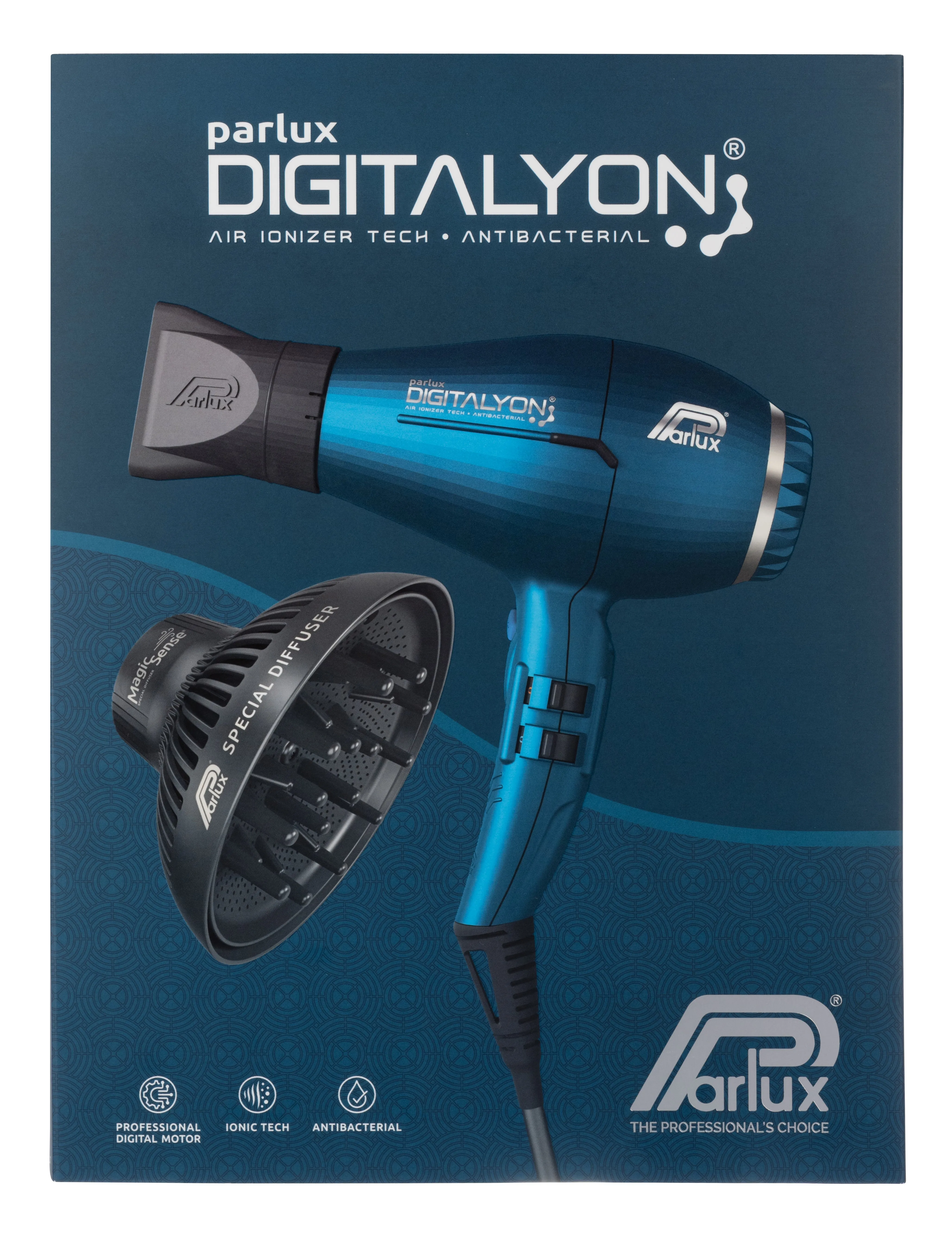 Parlux Digitalyon Dryer - Blue with Diffuser Pack