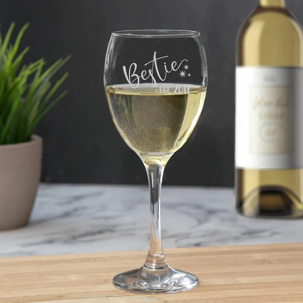 Personalised Bestie Wine Glass