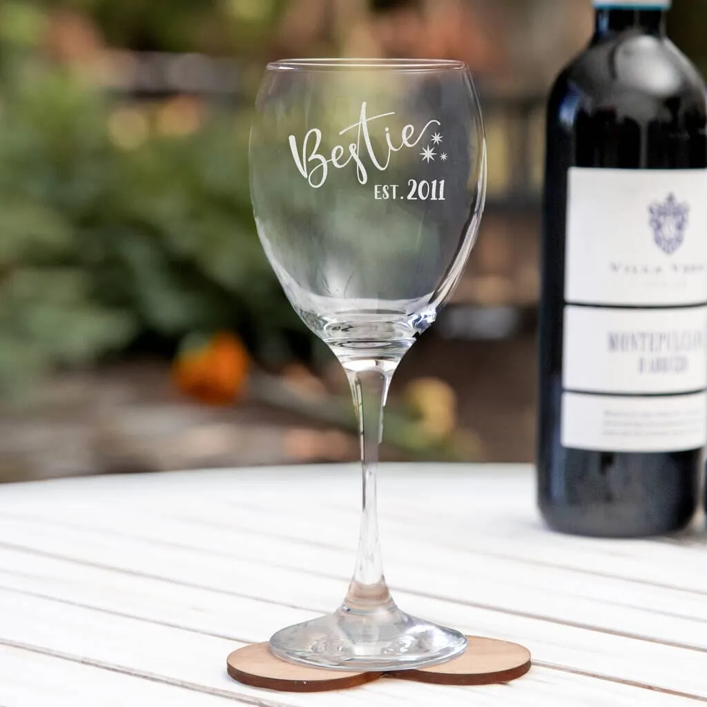 Personalised Bestie Wine Glass