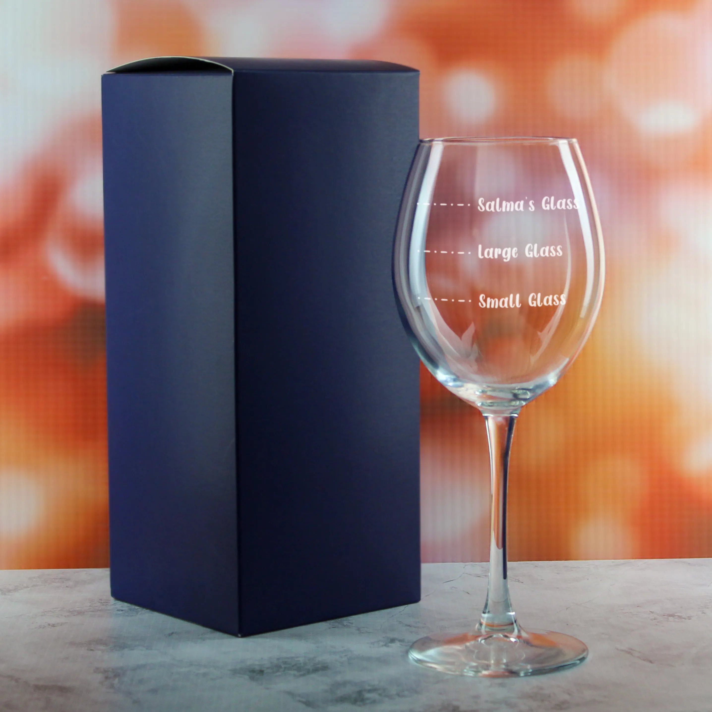 Personalised Engraved Enoteca Wine Glass with Name's Glass Handwritten Measurements Design, Customise with Any Name