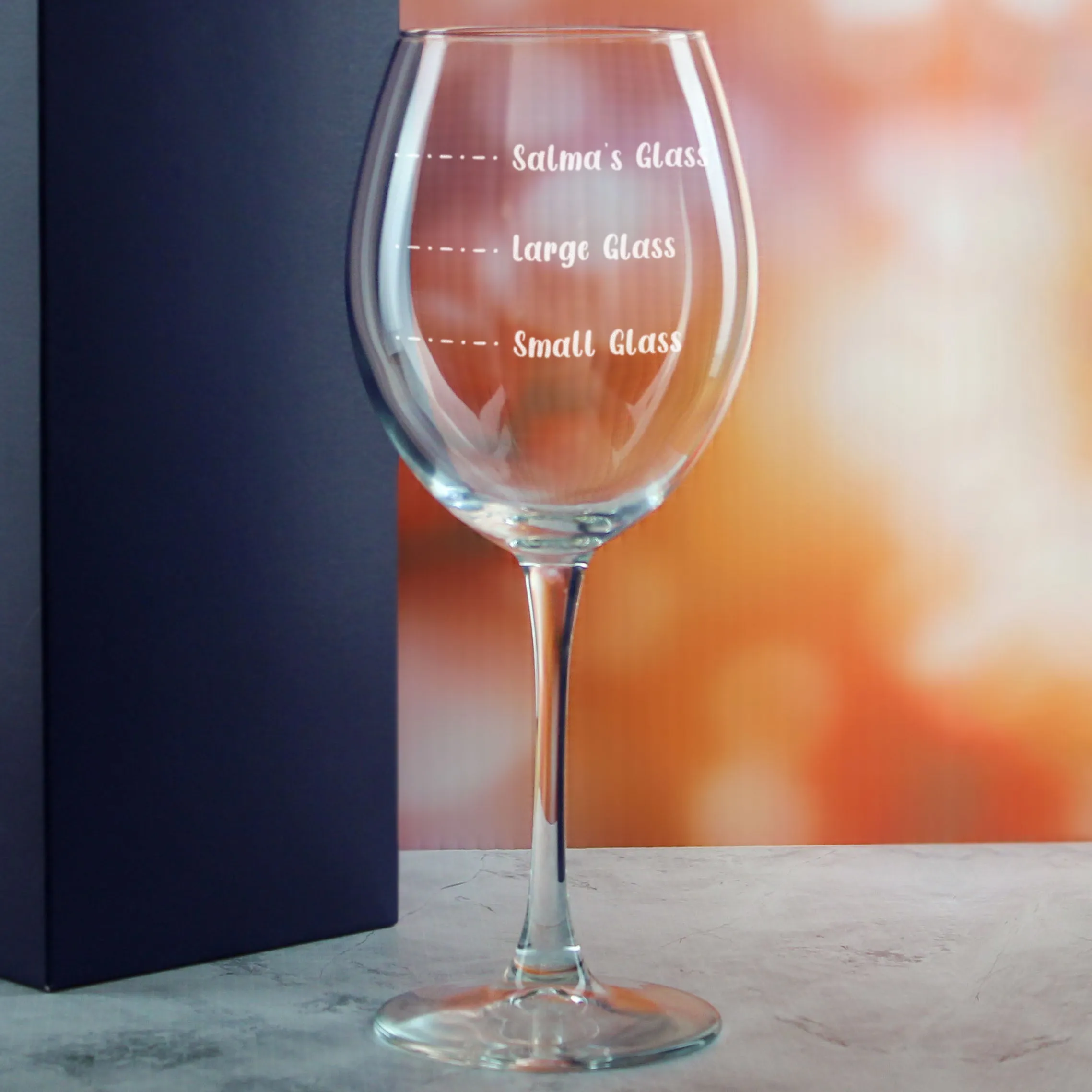 Personalised Engraved Enoteca Wine Glass with Name's Glass Handwritten Measurements Design, Customise with Any Name