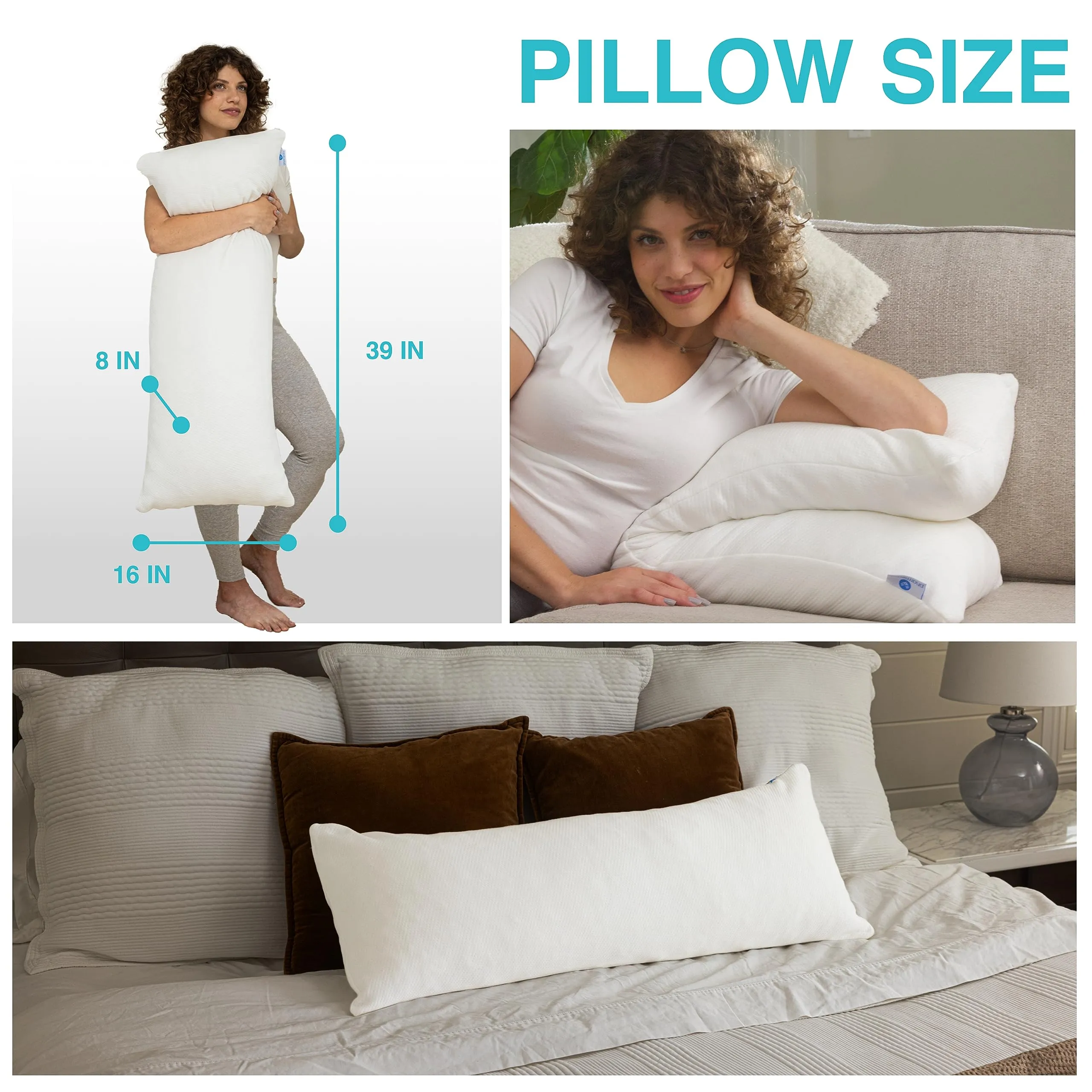 Pharmedoc Body Pillow - Memory Foam Pillow -  Maternity and Pregnancy Pillows for Sleeping - Side Sleeper Pillow - Shredded Memory Foam - Pregnancy Must Haves